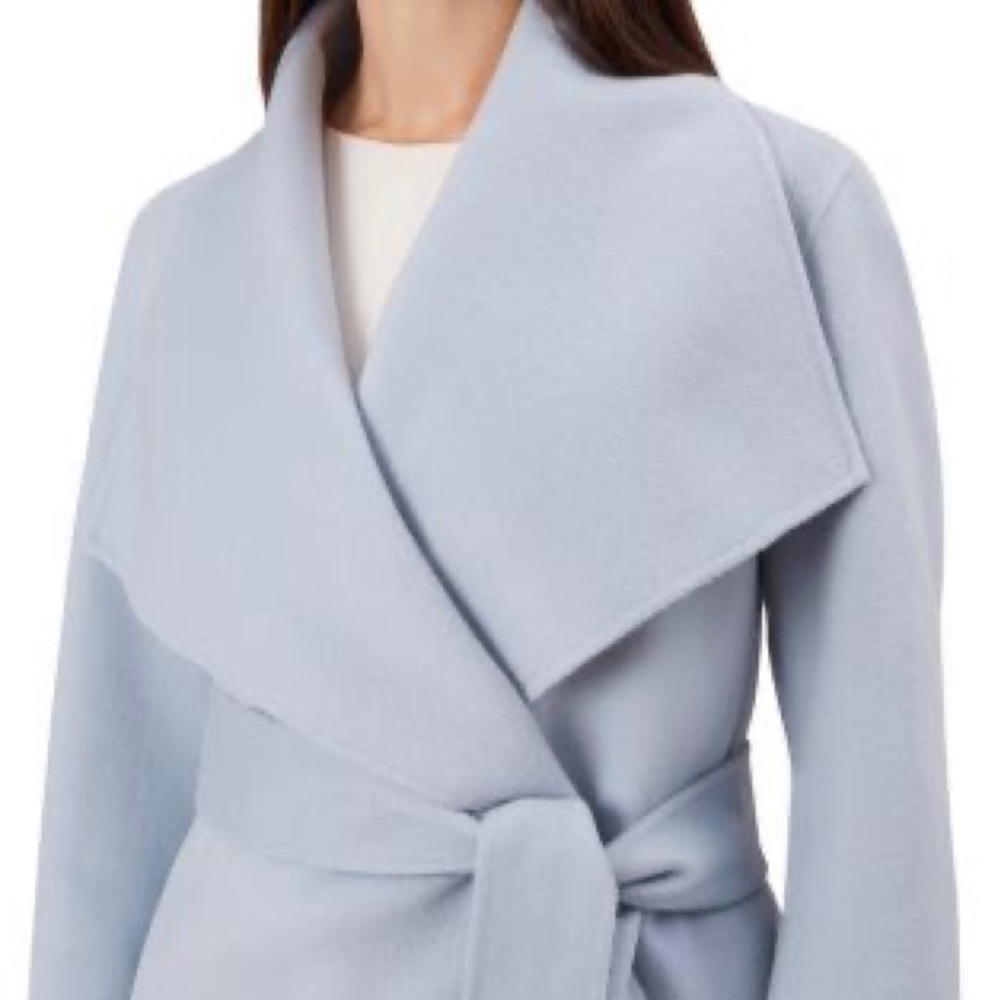 HOBBS LONDON 100% Wool Odelia Wrap Coat - RARE Pale Blue